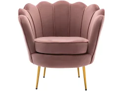 Sillón coquillage de terciopelo rosa patas doradas DANDELION