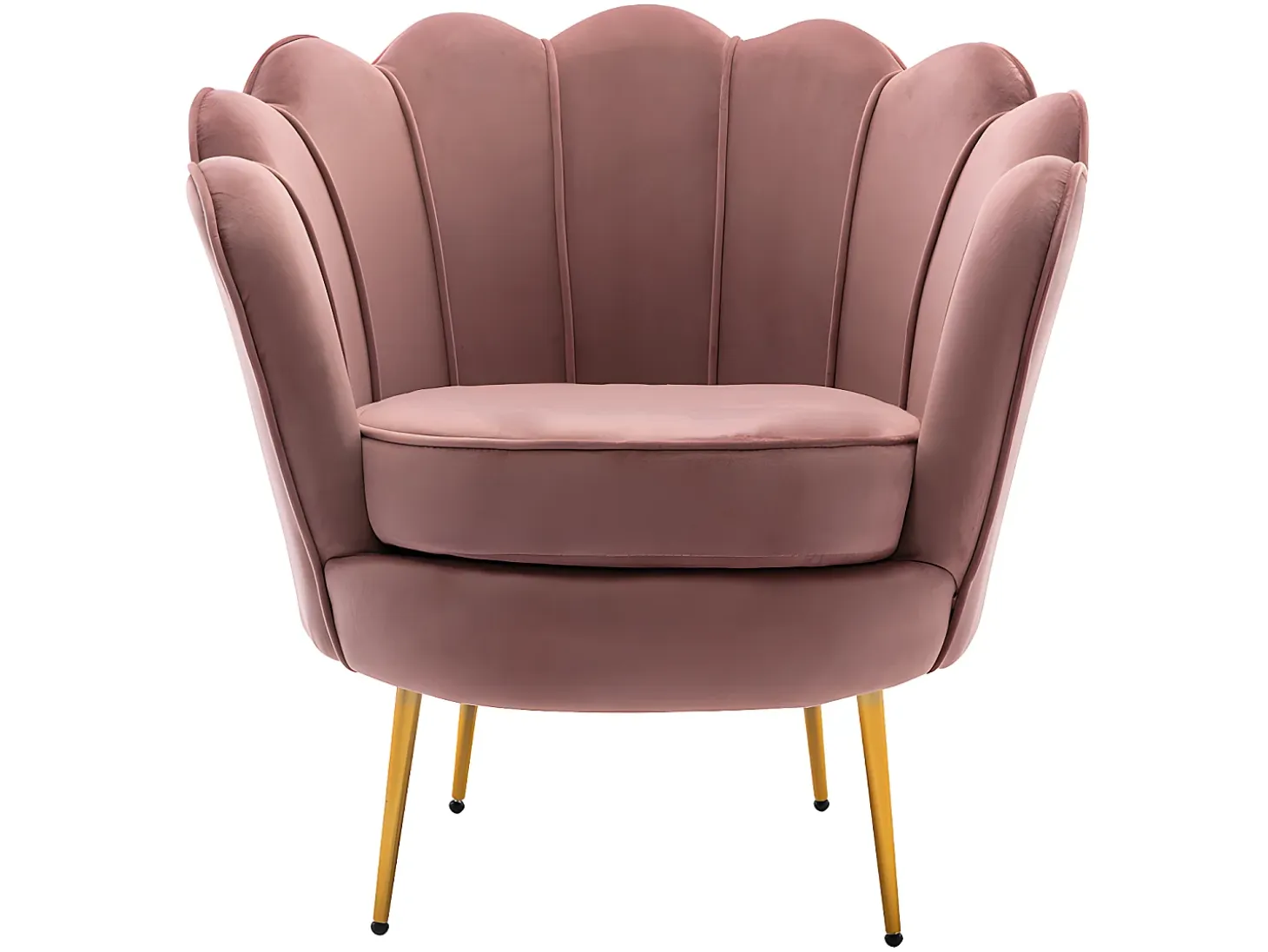 Sillón coquillage de terciopelo rosa patas doradas DANDELION