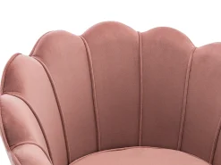 Sillón coquillage de terciopelo rosa patas doradas DANDELION