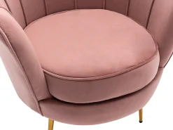 Sillón coquillage de terciopelo rosa patas doradas DANDELION