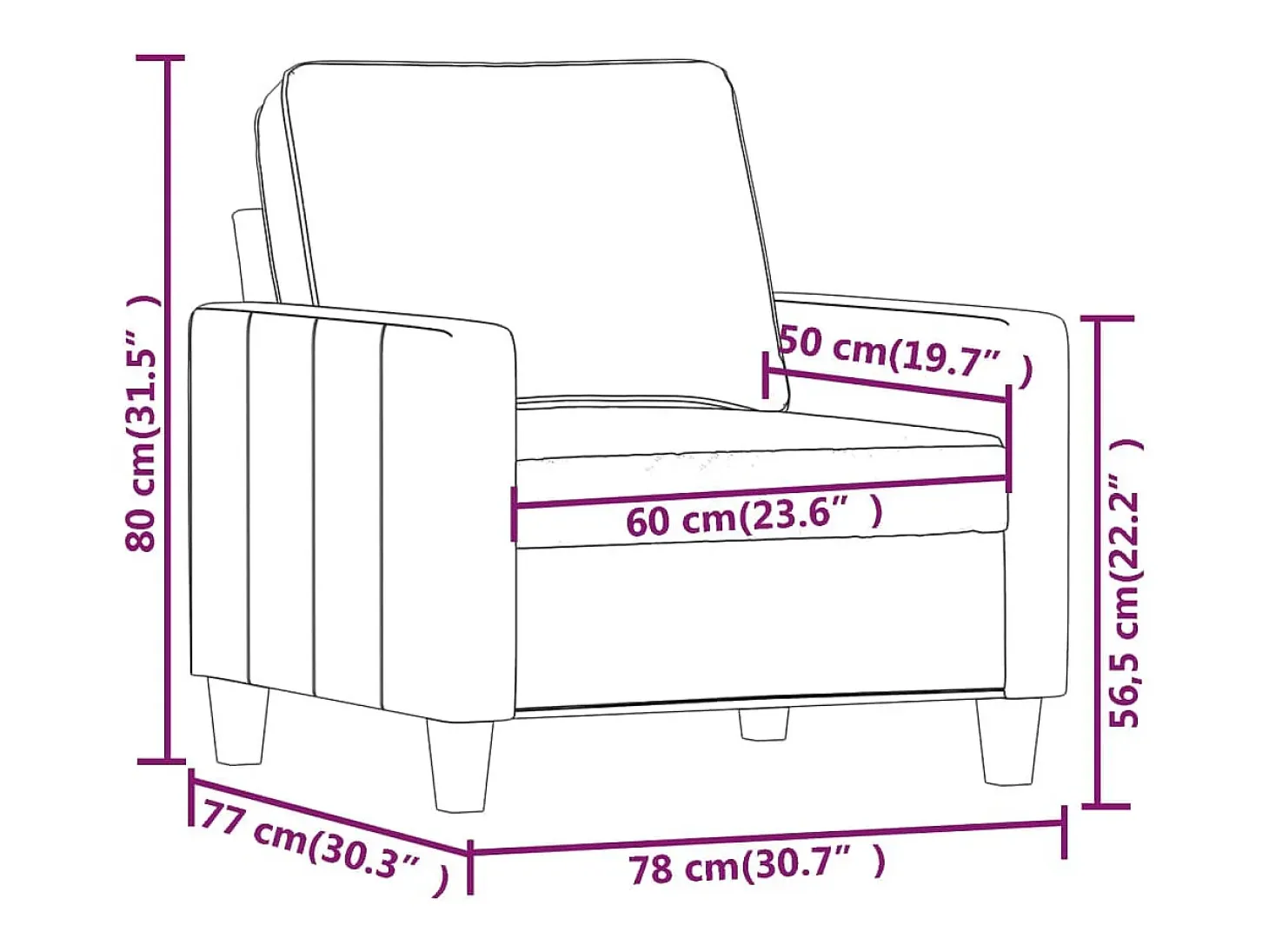 Sillón Crema 60 cm Tela
