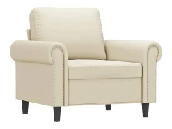 Sillón cuero sintético crema 60 cm