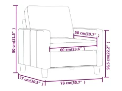Sillón cuero sintético gris 60 cm