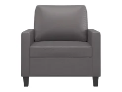 Sillón cuero sintético gris 60 cm