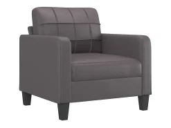 Sillón cuero sintético gris 60 cm