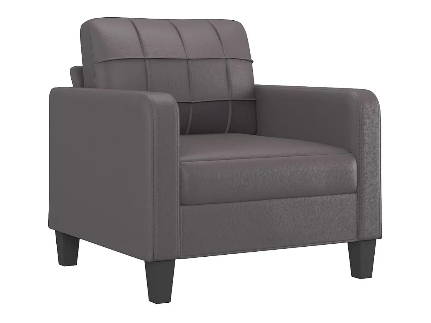 Sillón cuero sintético gris 60 cm