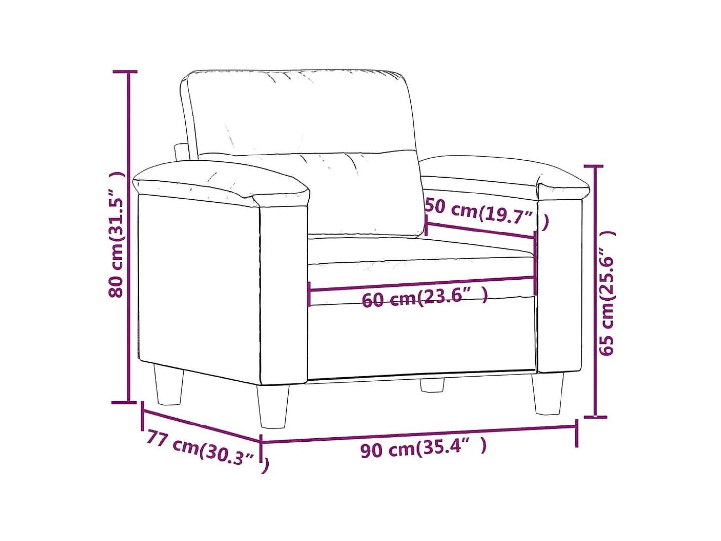Sillón cuero sintético rojo tinto 60 cm