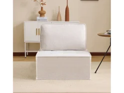 Sillón de 1 plaza en lino beige con respaldo acolchado - Estilo moderno - Para dormitorio o salón