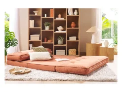 Sillón de 2 plazas convertible en tela terracota SALLY