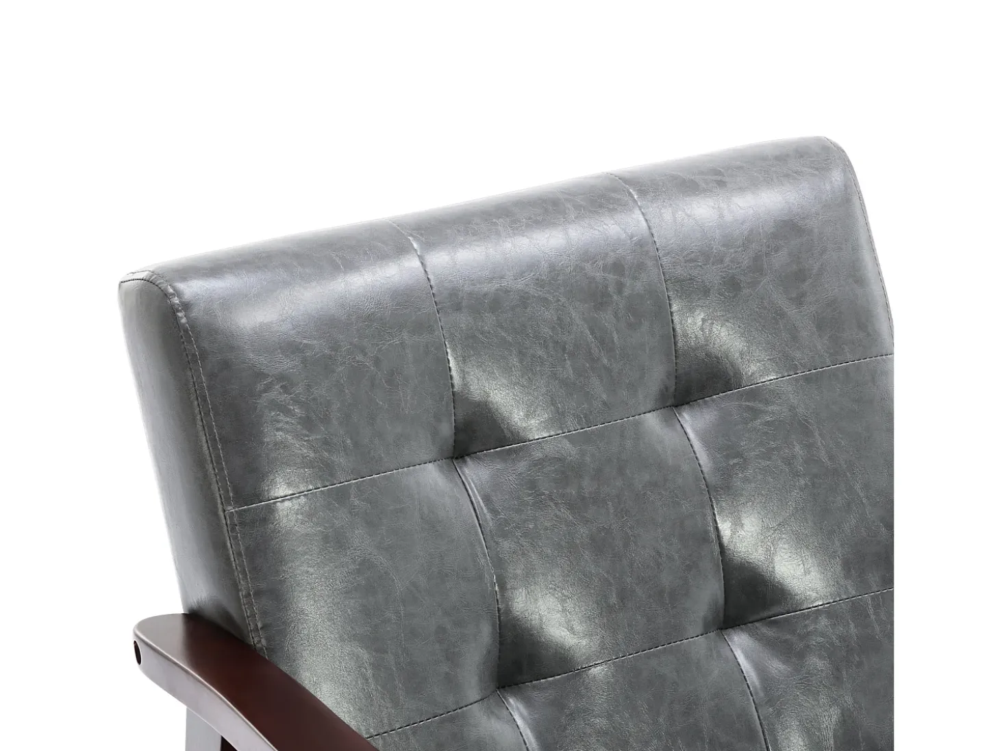 Sillón de cuero artificial tapizado estilo vintage - Sillón de madera natural para oficina o dormitorio, azul