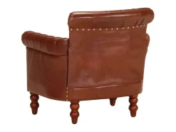 Sillón de cuero auténtico de cabra marrón