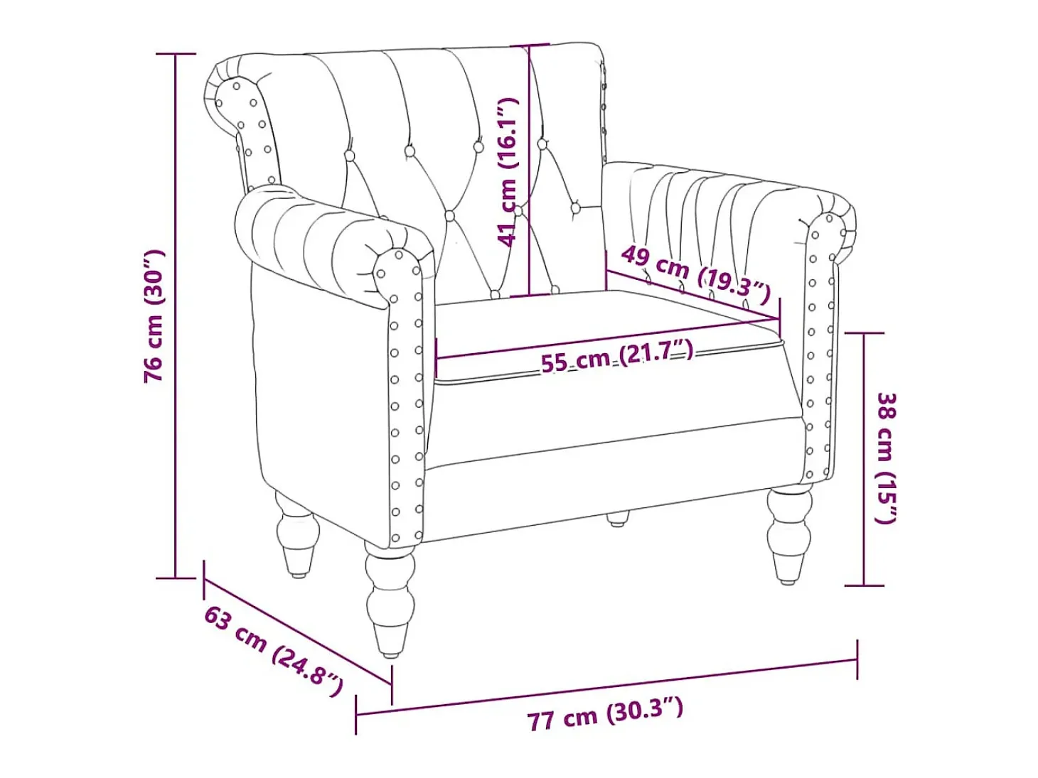 Sillón de cuero auténtico de cabra marrón