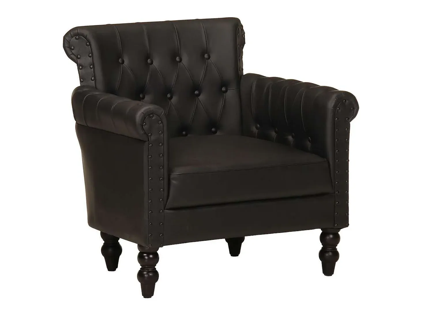 Sillón de cuero auténtico de cabra negro