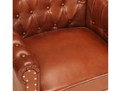 Sillón de cuero auténtico de cabra marrón oscuro