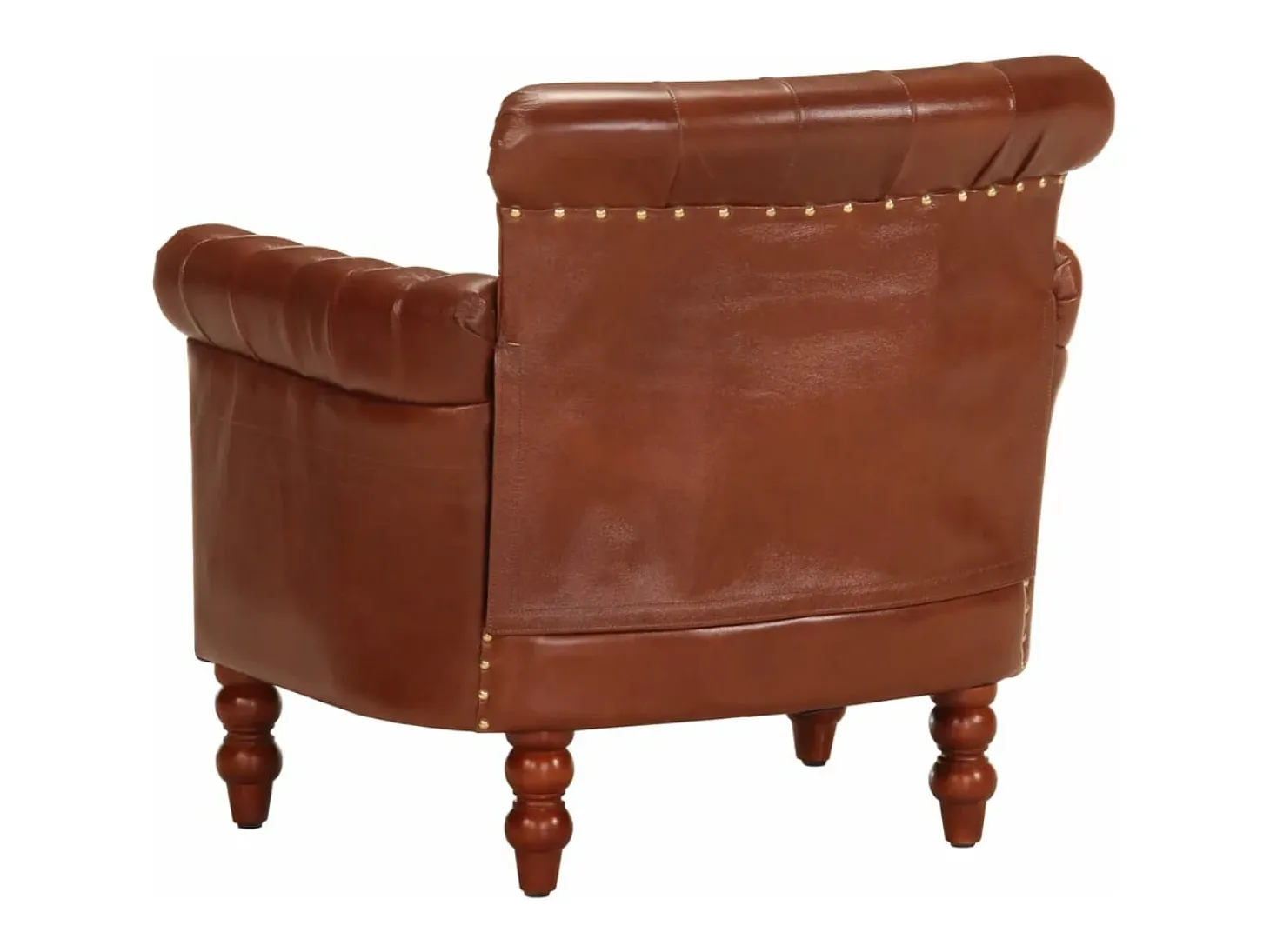 Sillón de cuero auténtico de cabra marrón oscuro