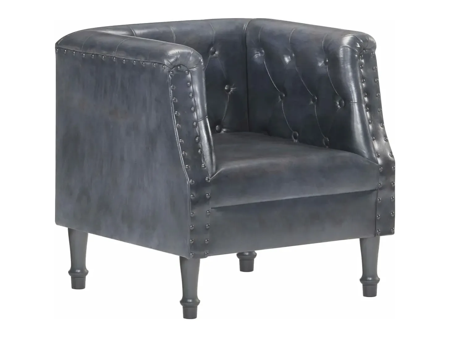Sillón de cuero auténtico gris