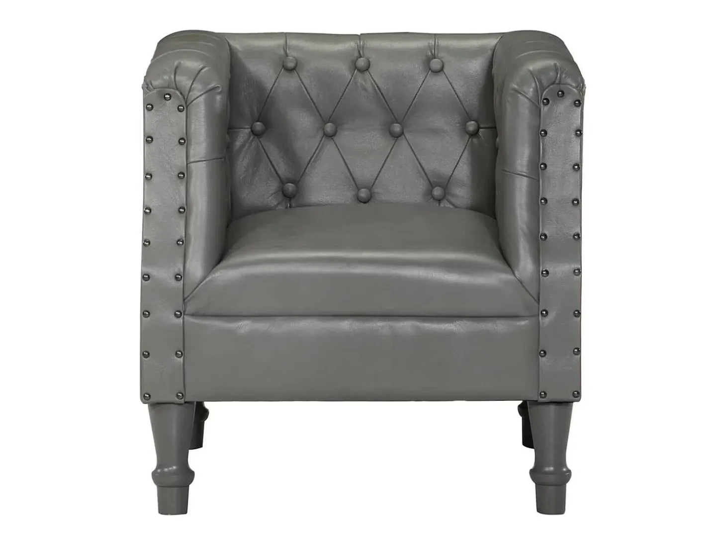 Sillón de cuero auténtico gris