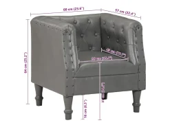 Sillón de cuero auténtico gris