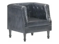 Sillón de cuero auténtico gris