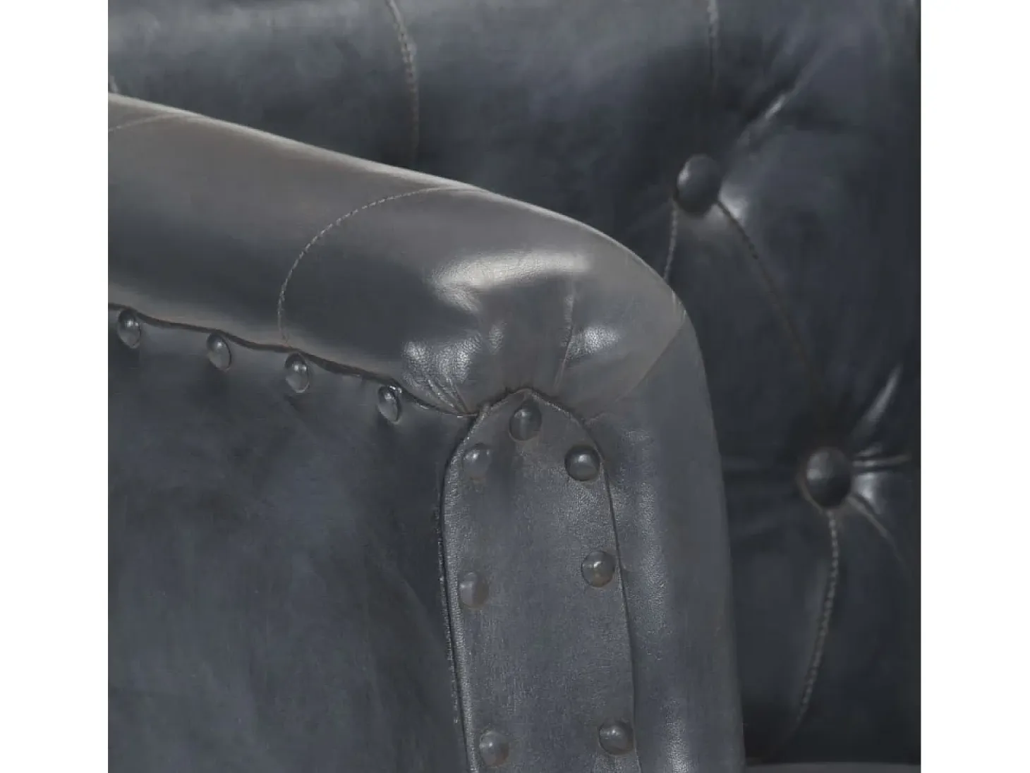 Sillón de cuero auténtico gris