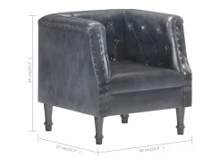 Sillón de cuero auténtico gris