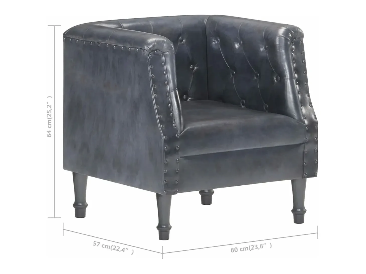 Sillón de cuero auténtico gris