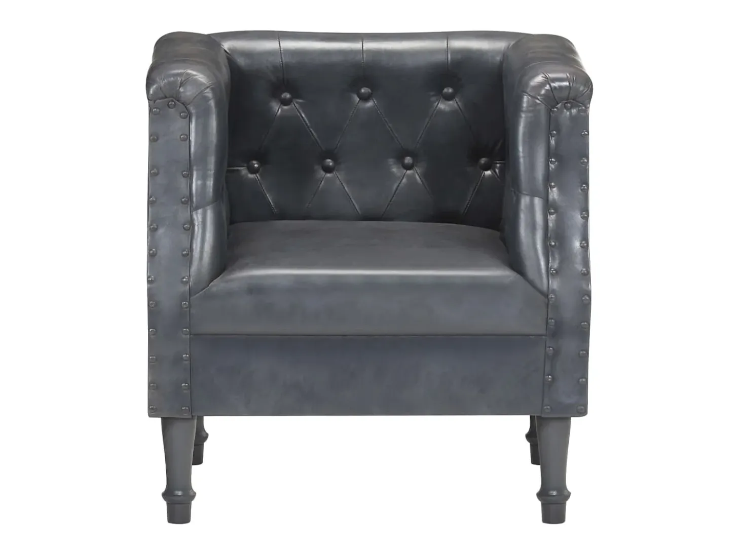 Sillón de cuero auténtico gris