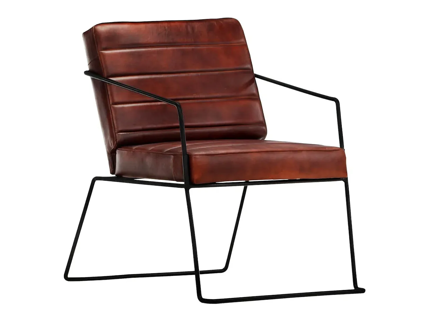 Sillón de cuero auténtico marrón oscuro