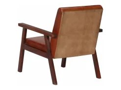 Sillón de cuero auténtico marrón oscuro