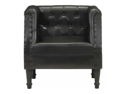 Sillón de cuero auténtico negro