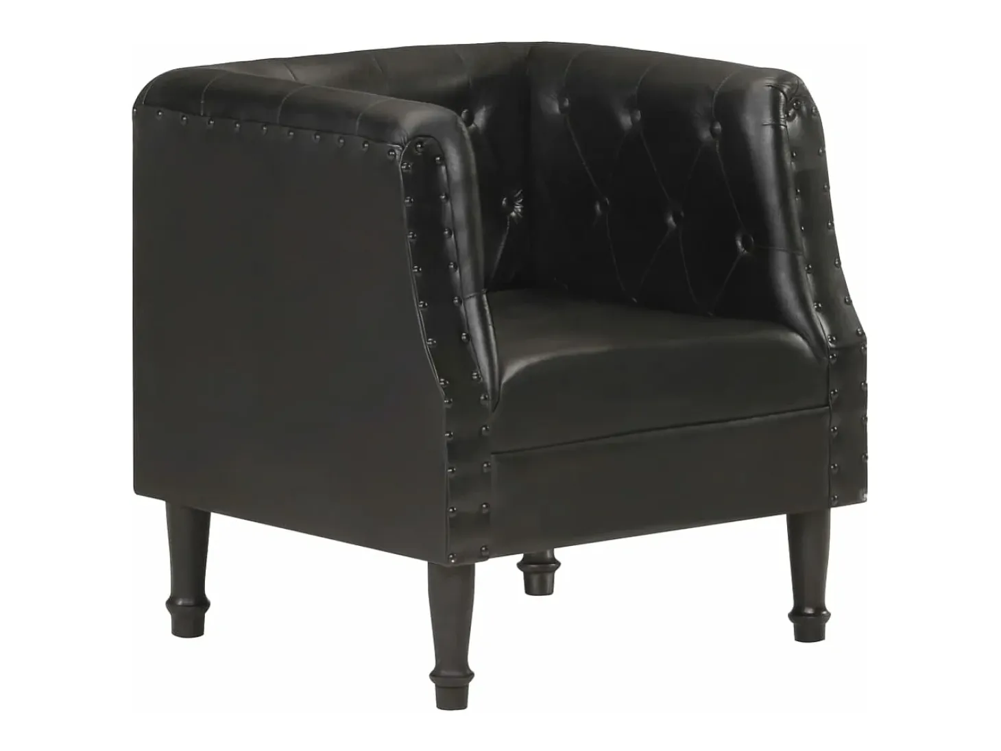 Sillón de cuero auténtico negro