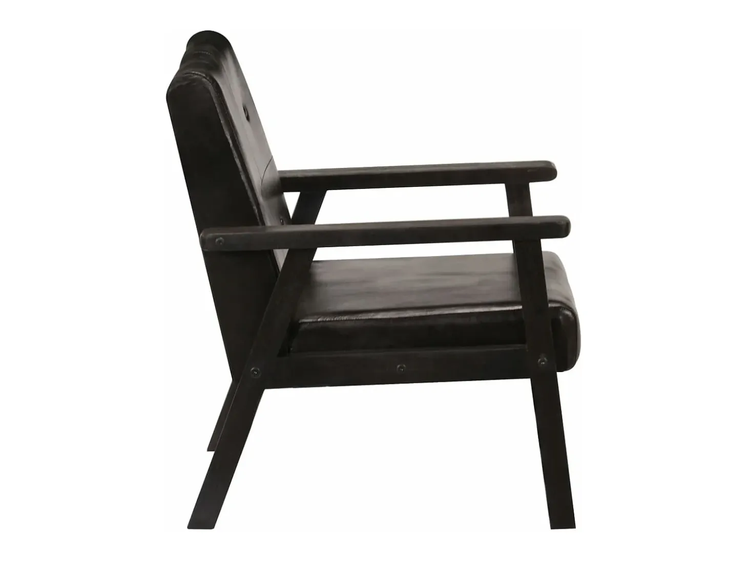 Sillón de cuero auténtico negro