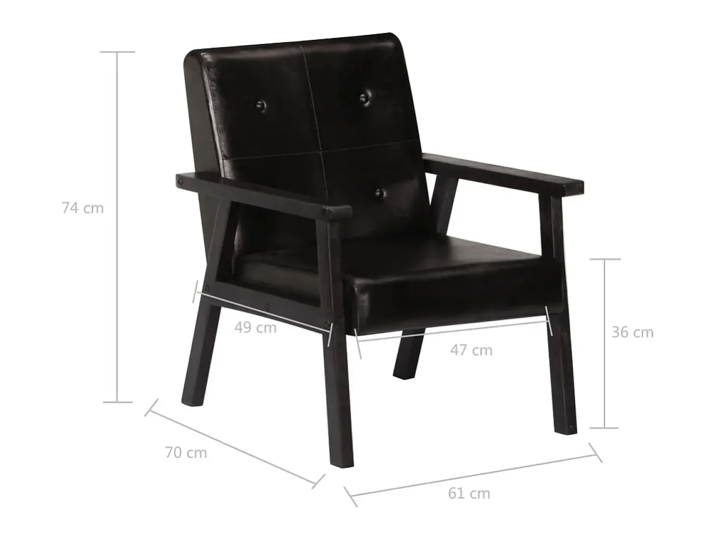 Sillón de cuero auténtico negro