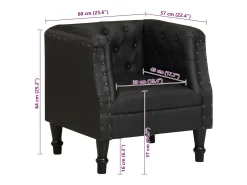 Sillón de cuero auténtico negro