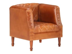 Sillón de cuero de cabra auténtico marrón