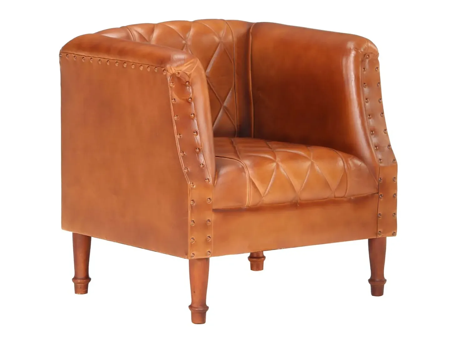 Sillón de cuero de cabra auténtico marrón