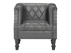 Sillón de cuero de cabra auténtico gris