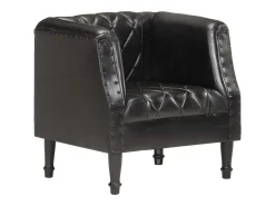 Sillón de cuero de cabra auténtico negro