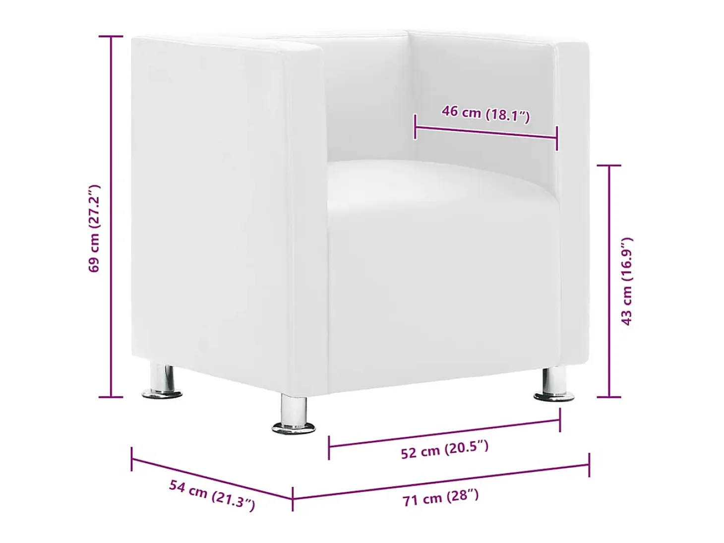 Sillón de cuero sintético blanco