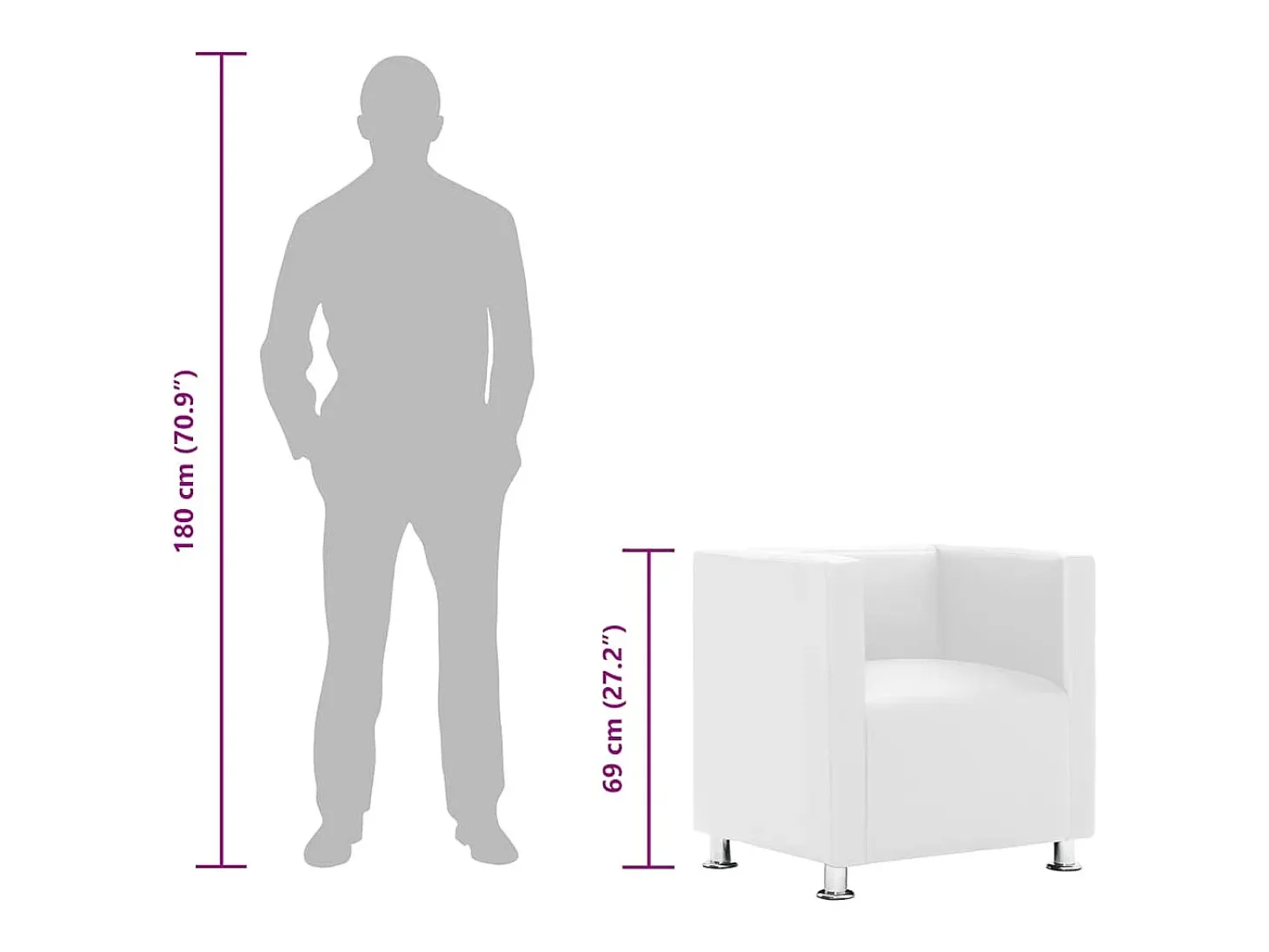 Sillón de cuero sintético blanco