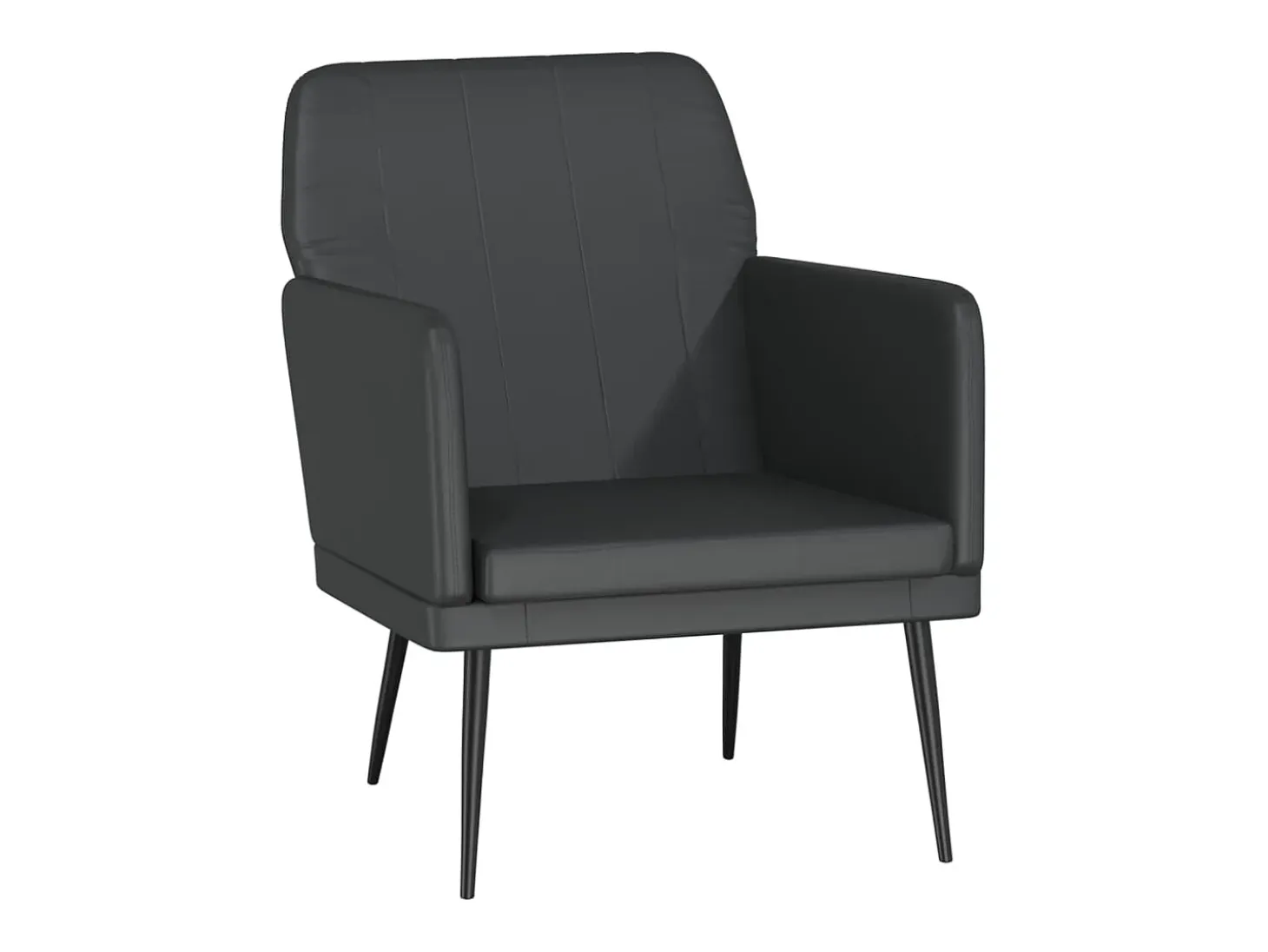 Sillón de cuero sintético negro 61x78x80 cm