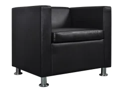 Sillón de cuero sintético negro