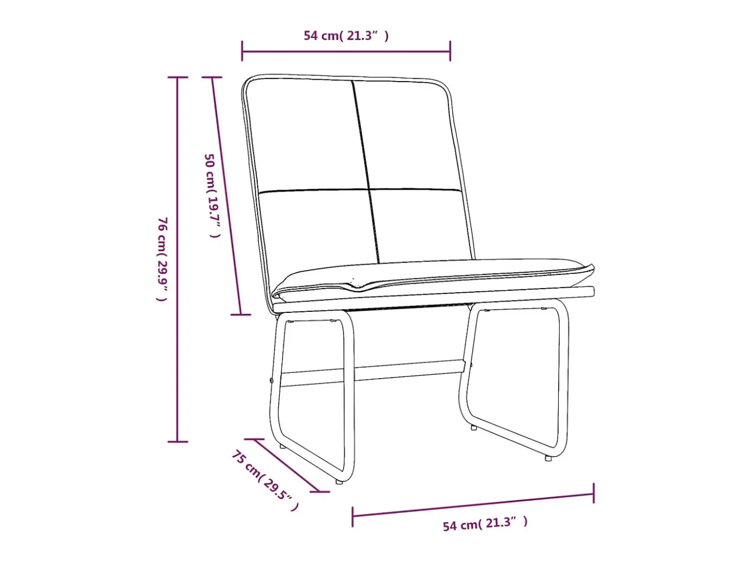 Sillón de cuero sintético negro 54x75x76 cm