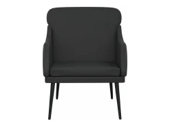 Sillón de cuero sintético negro 63x76x80 cm