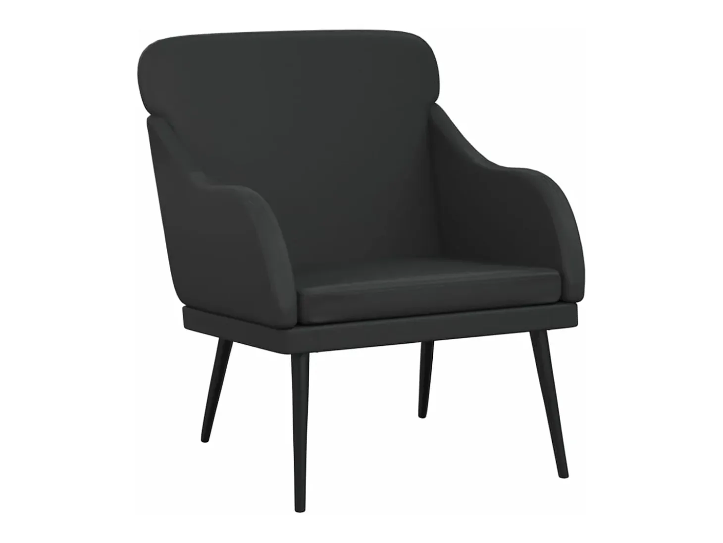 Sillón de cuero sintético negro 63x76x80 cm