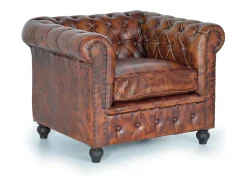 Sillón de cuero y metal marrón