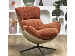 Sillón de diseño bimaterial Adel canela y caqui