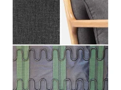Sillón de diseño de madera y tela gris oscuro