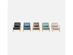 Sillón de diseño de madera y tela gris oscuro