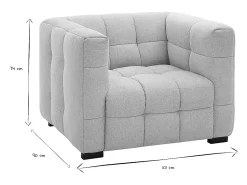 Sillón de diseño en tela efecto terciopelo texturizado beige CORTO
